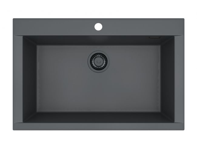 Črno enojno kuhinjsko korito s črnim sifonom Pure-G 40