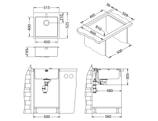 Dimenzija pomivalnika Alveus Pure 30
